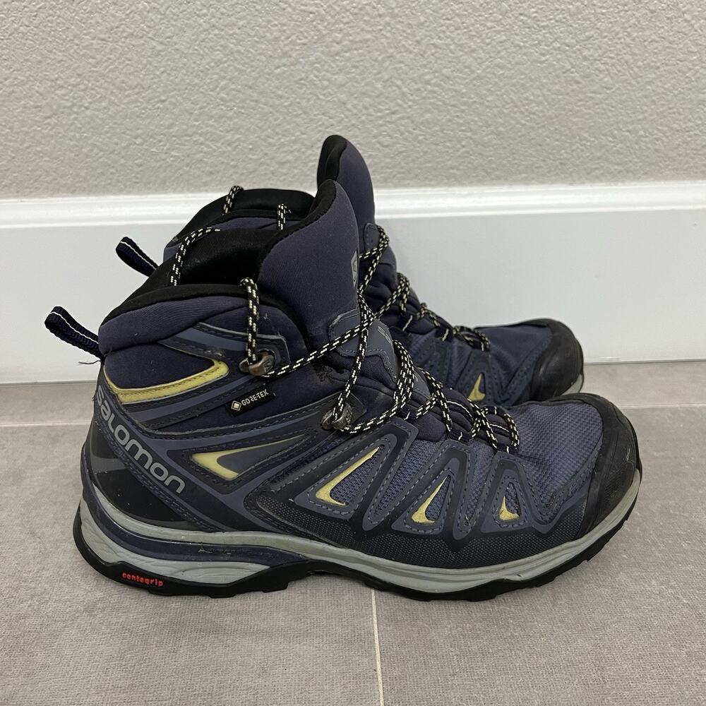 Salomon Womens X Ultra Mid 3 Womens Size 8 Blue GTX Hiking Waterproof Shoes